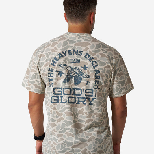 Vintage Washed Tee - God's Glory - Classic Deer Camo