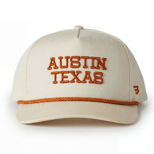 Cap - Austin Texas - Cream & Orange