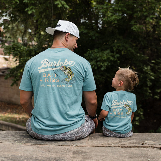Father and Son Bundle - Short Sleeve Tee - Bait and Rigs - Cyan