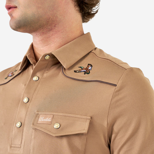 Pearl Snap Performance Polo - Mallards - Khaki