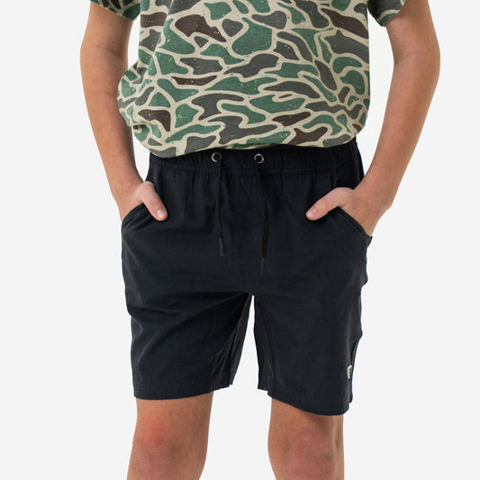 Youth Athletic Short - Heather Black - Retro Duck Camo Liner