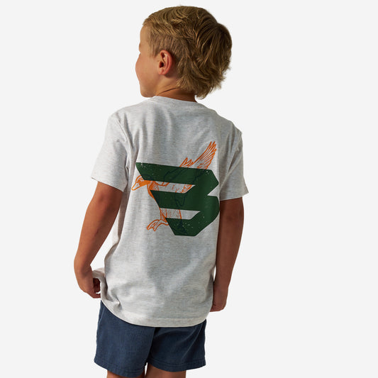 Youth Short Sleeve Tee - Duck Flying B - Green Logo - Oatmeal