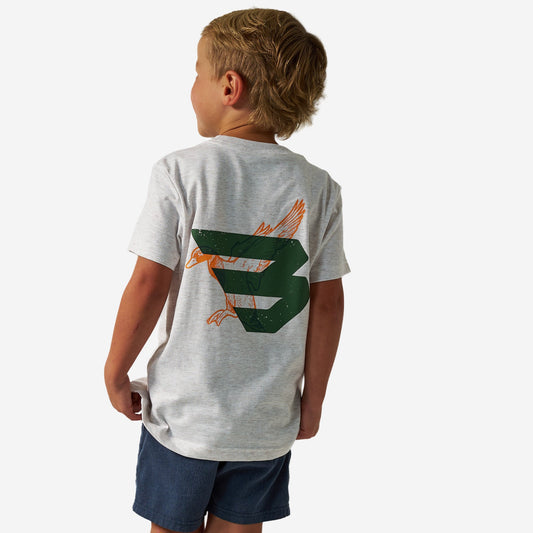 Youth Short Sleeve Tee - Duck Flying B - Green Logo - Oatmeal