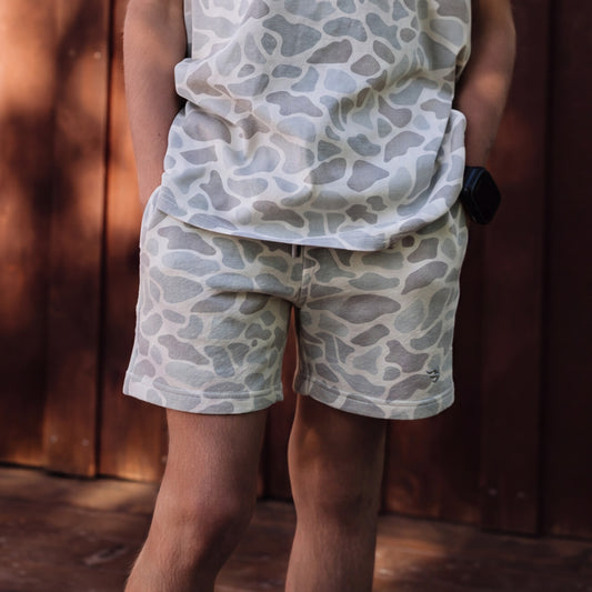 Youth Vintage Washed Shorts - Classic Deer Camo