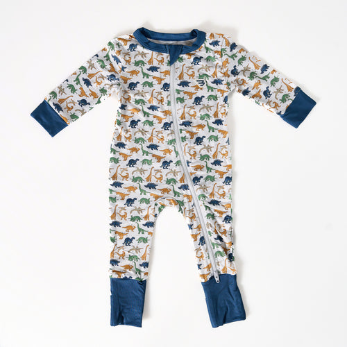 Children's onesie with dinosaur pattern on a white background