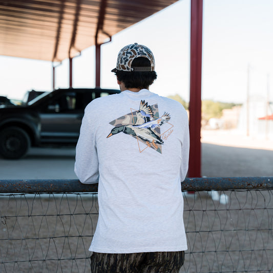 Long Sleeve Tee - Pintail Triangle Duck - Ash Grey
