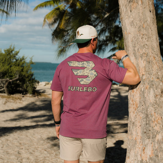 Short Sleeve Tee - Flying B Classic Deer Camo - Heather Wine
