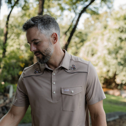 Pearl Snap Performance Polo - Mallards - Khaki