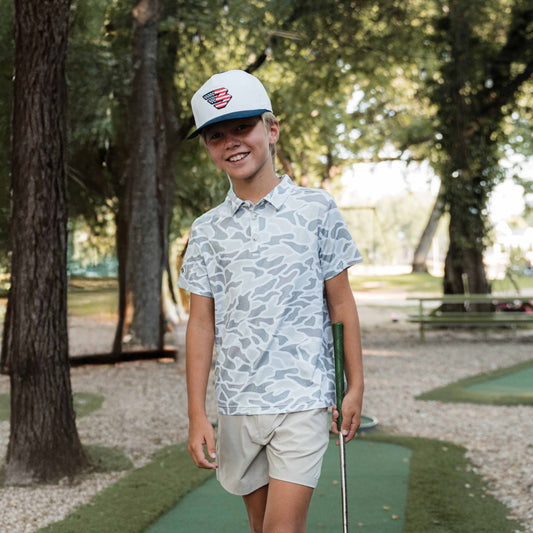 Youth Performance Polo - White Camo