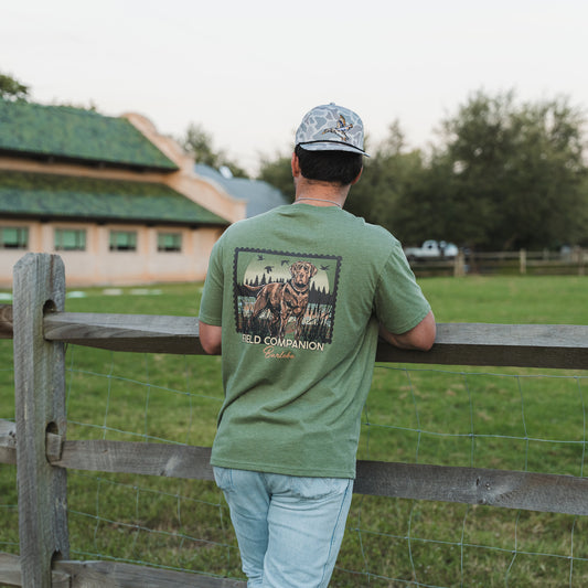 Short Sleeve Tee - Duck Dog Stamp - Heather Olive
