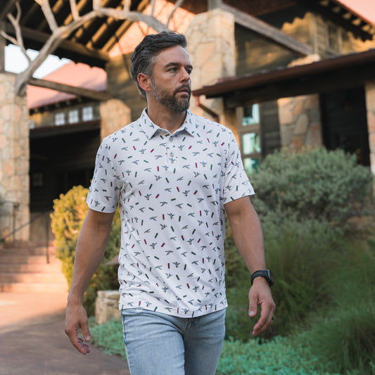 Performance Polo - Ducks And Shells - White