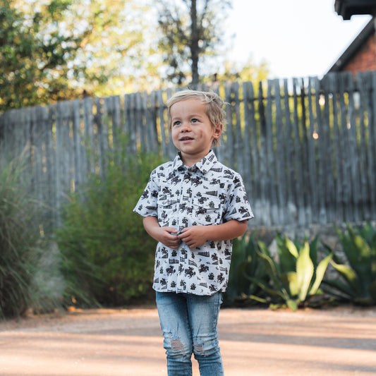 Youth Performance Western Shirt - Cowboy Country