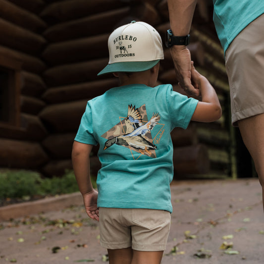 Youth Short Sleeve Tee - Pintail Diving Duck - Cyan