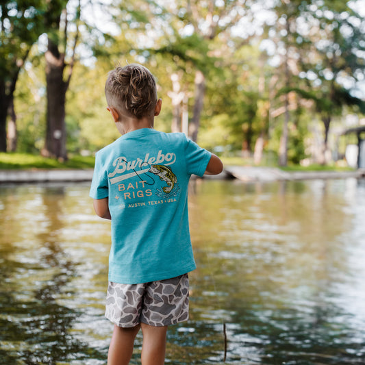 Youth Short Sleeve Tee - Bait and Rigs - Cyan