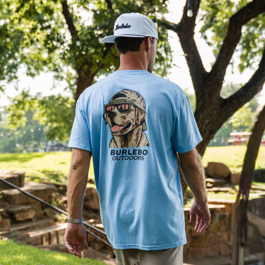 Short Sleeve Tee - Mallard Camo Dog - Periwinkle Blue