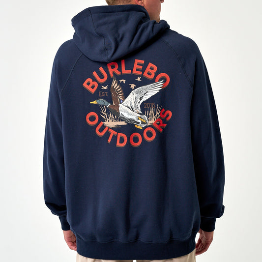 Fleece Hoodie - Old School Duck Hunt - Navy