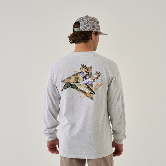 Long Sleeve Tee - Pintail Triangle Duck - Ash Grey