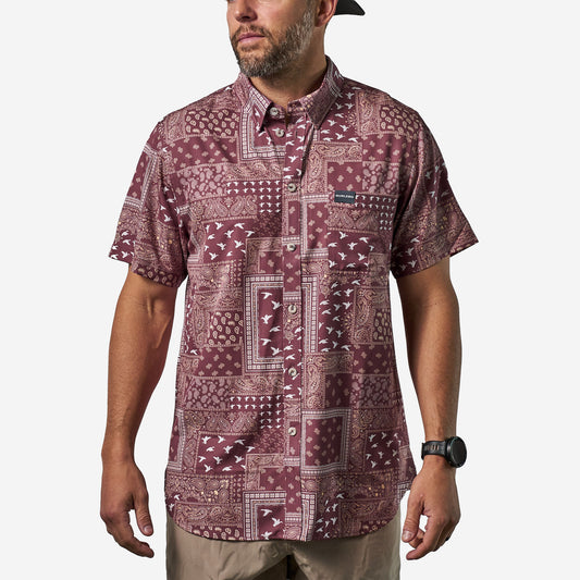Performance Button Up - Paisley Duck - Maroon