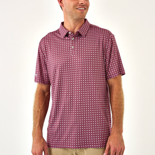 Performance Polo - Texas - Maroon & Grey