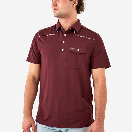 Pearl Snap Performance Polo - Maroon