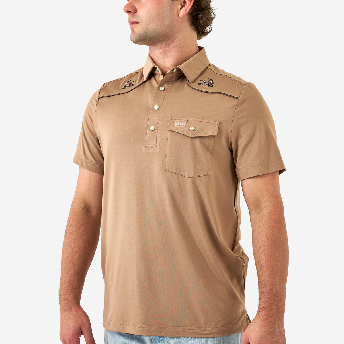 Pearl Snap Performance Polo - Mallards - Khaki
