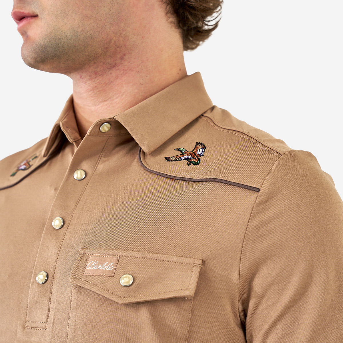 Pearl Snap Performance Polo - Mallards - Khaki