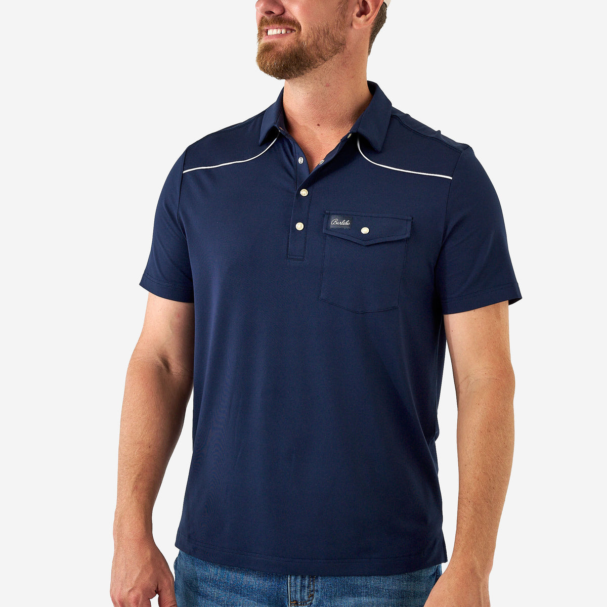 Pearl Snap Performance Polo - Navy