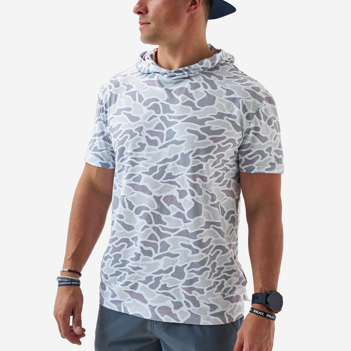 Short Sleeve Performance Hoodie - White Camo