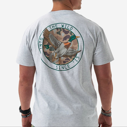 Short Sleeve Tee - Camo Mallard Duck - Ash Grey