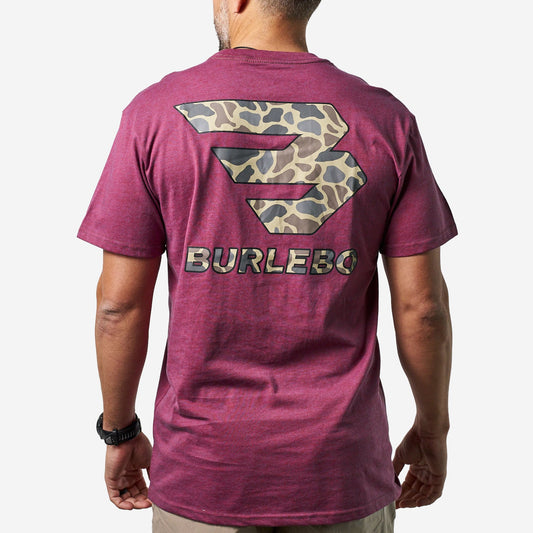 Short Sleeve Tee - Flying B Classic Deer Camo - Heather Wine