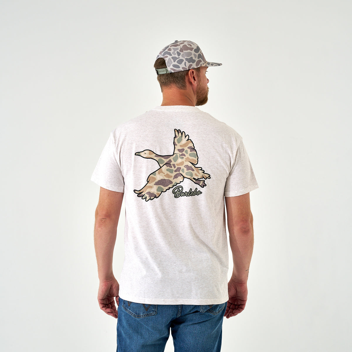Short Sleeve Tee - Flying Pintail Camo Duck - Oatmeal
