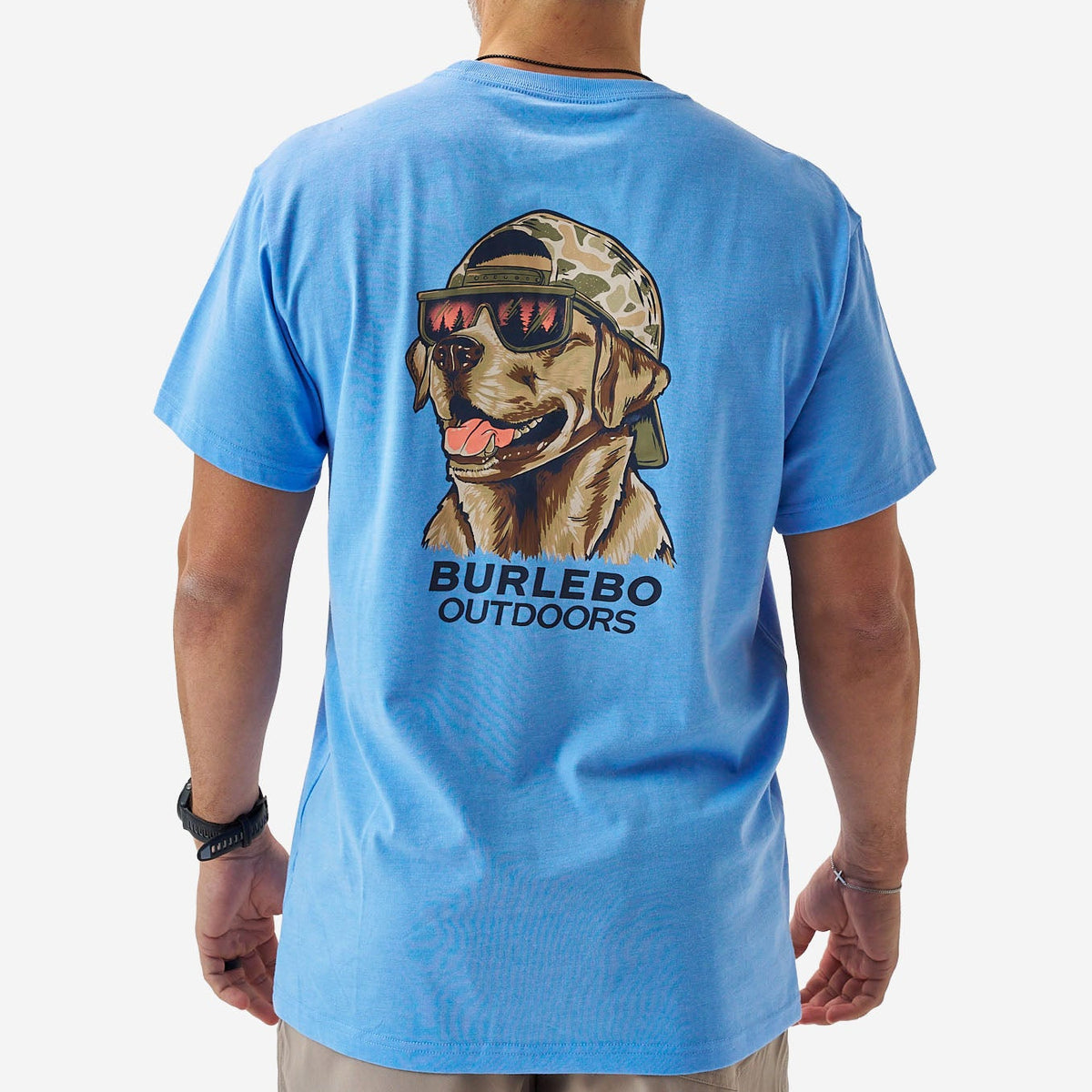 Short Sleeve Tee - Mallard Camo Dog - Periwinkle Blue