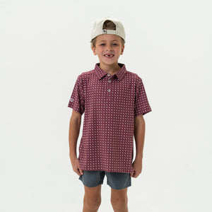 Youth Performance Polo - Texas - Maroon & Grey