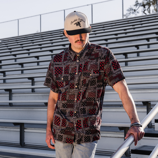 Performance Western Shirt - Texas Paisley - Black and Red