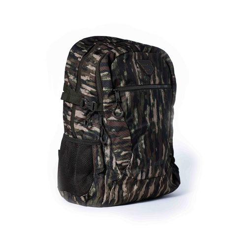 Camouflage backpack on a white background