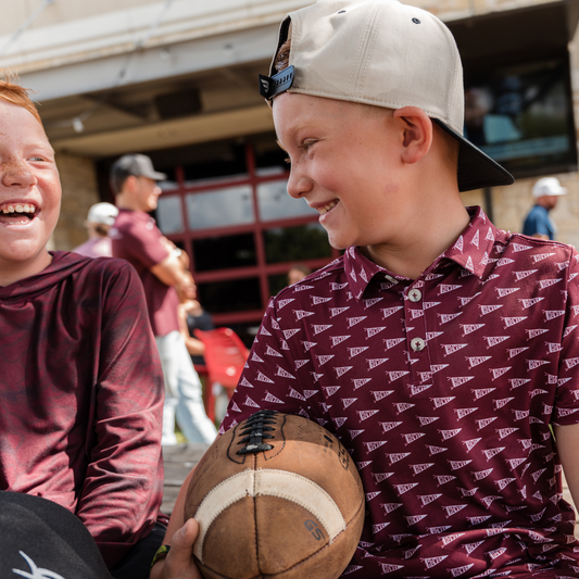 Youth Performance Polo - Howdy Pennants - Maroon