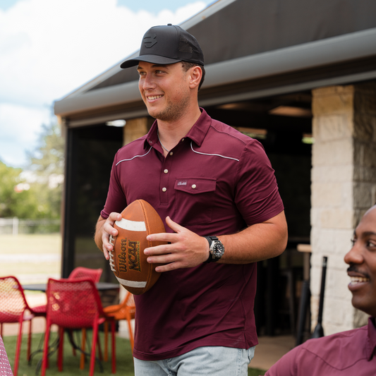Pearl Snap Performance Polo - Maroon