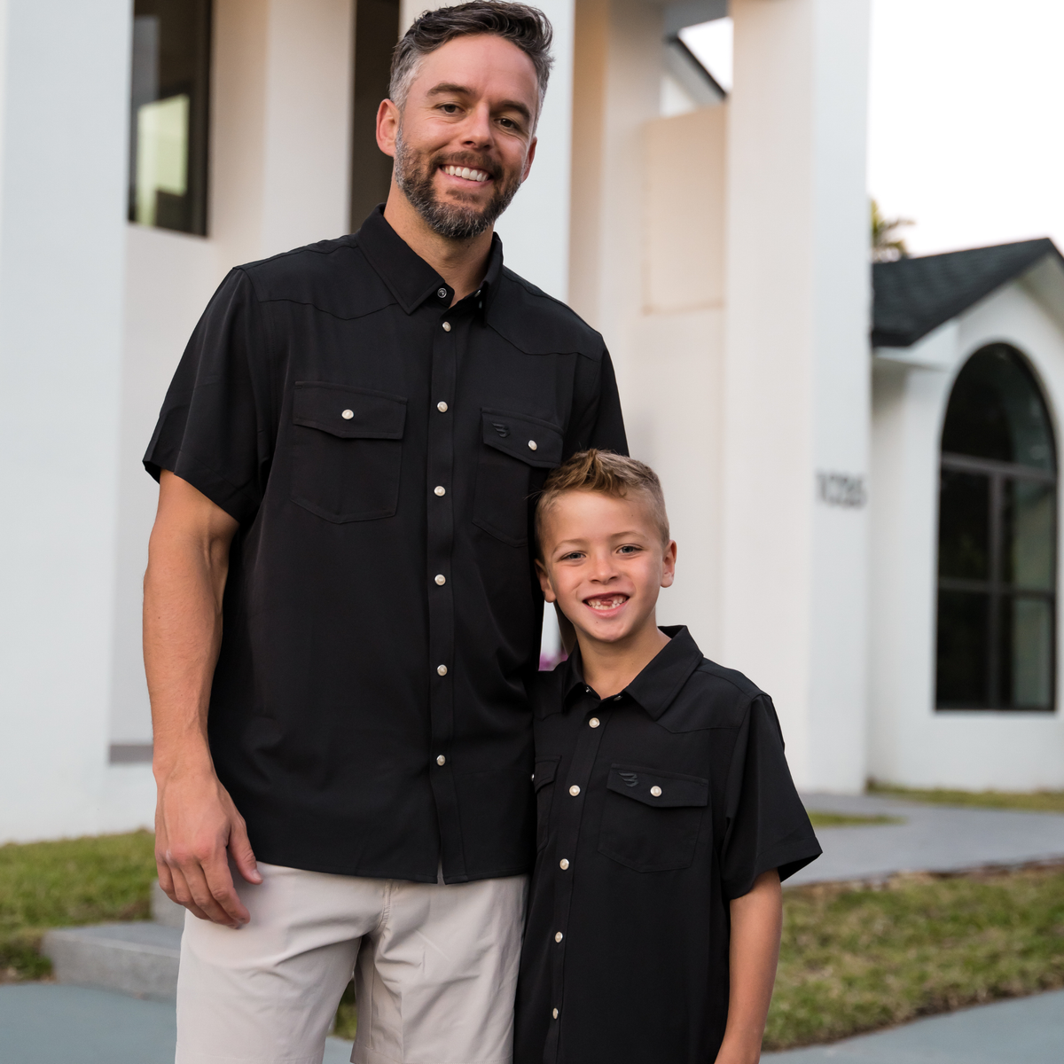 Father and Son Bundle - Performance Western Shirt - Black