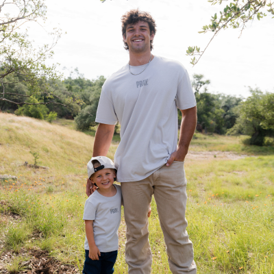 Father and Son Bundle - Vintage Washed Tee - PRAY - Light Grey