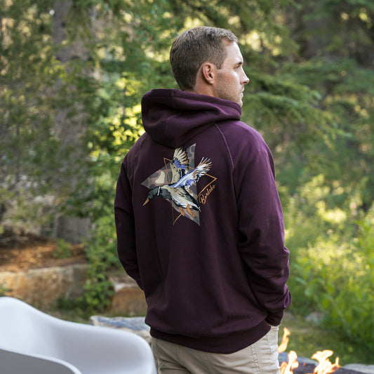 Fleece Hoodie - Pintail Triangle Duck - Maroon