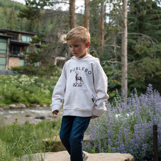 Youth Fleece Hoodie - Whitetail Deer - Heather Oatmeal