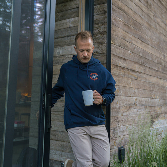 Fleece Hoodie - Old School Duck Hunt - Navy