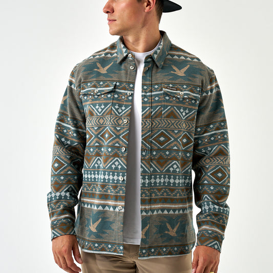 Vintage Heavyweight Flannel - Whitetail Aztec - Olive