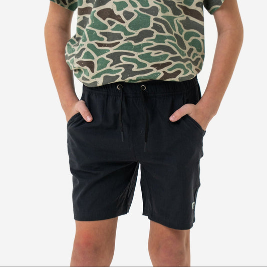 Youth Athletic Short - Heather Black - Retro Duck Camo Liner