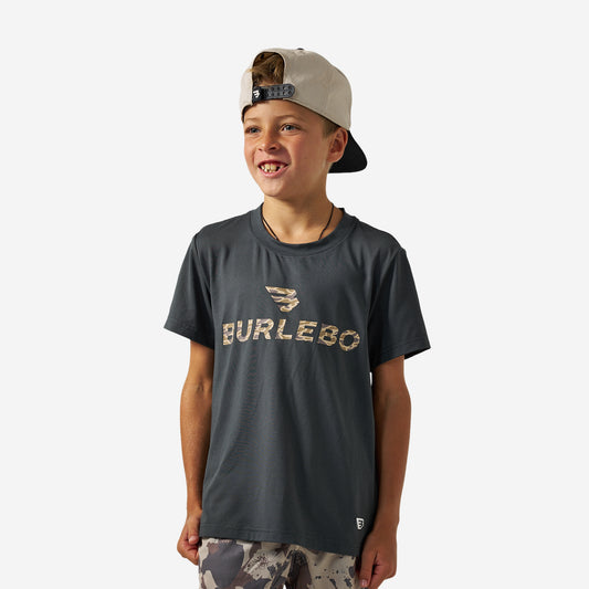 Youth Go To Tee - Flying B Logo - Gun Metal Grey & Gauge Camo