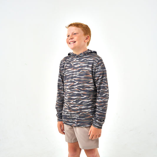 Youth Performance Hoodie - Tiger Stripe Camo - Wetland