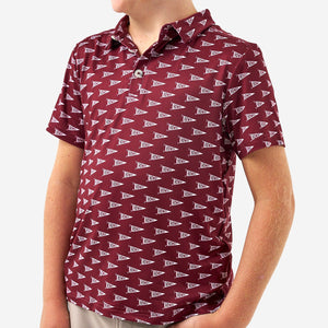 Youth Performance Polo - Howdy Pennants - Maroon