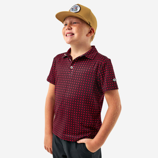 Youth Performance Polo - Texas - Black & Red