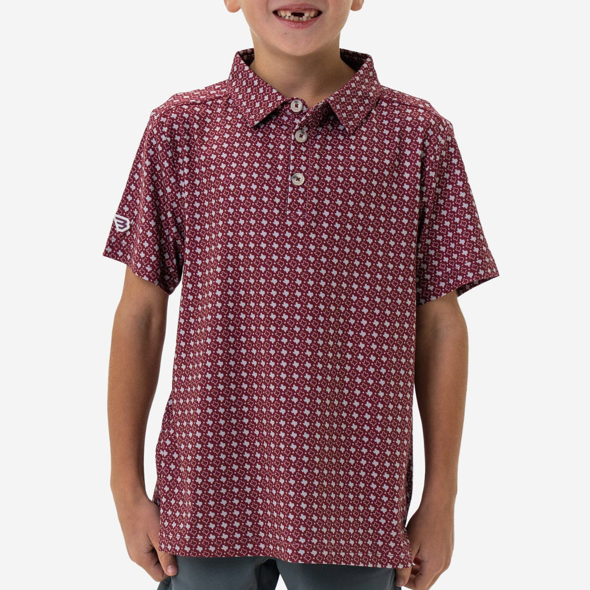 Youth Performance Polo - Texas - Maroon & Grey