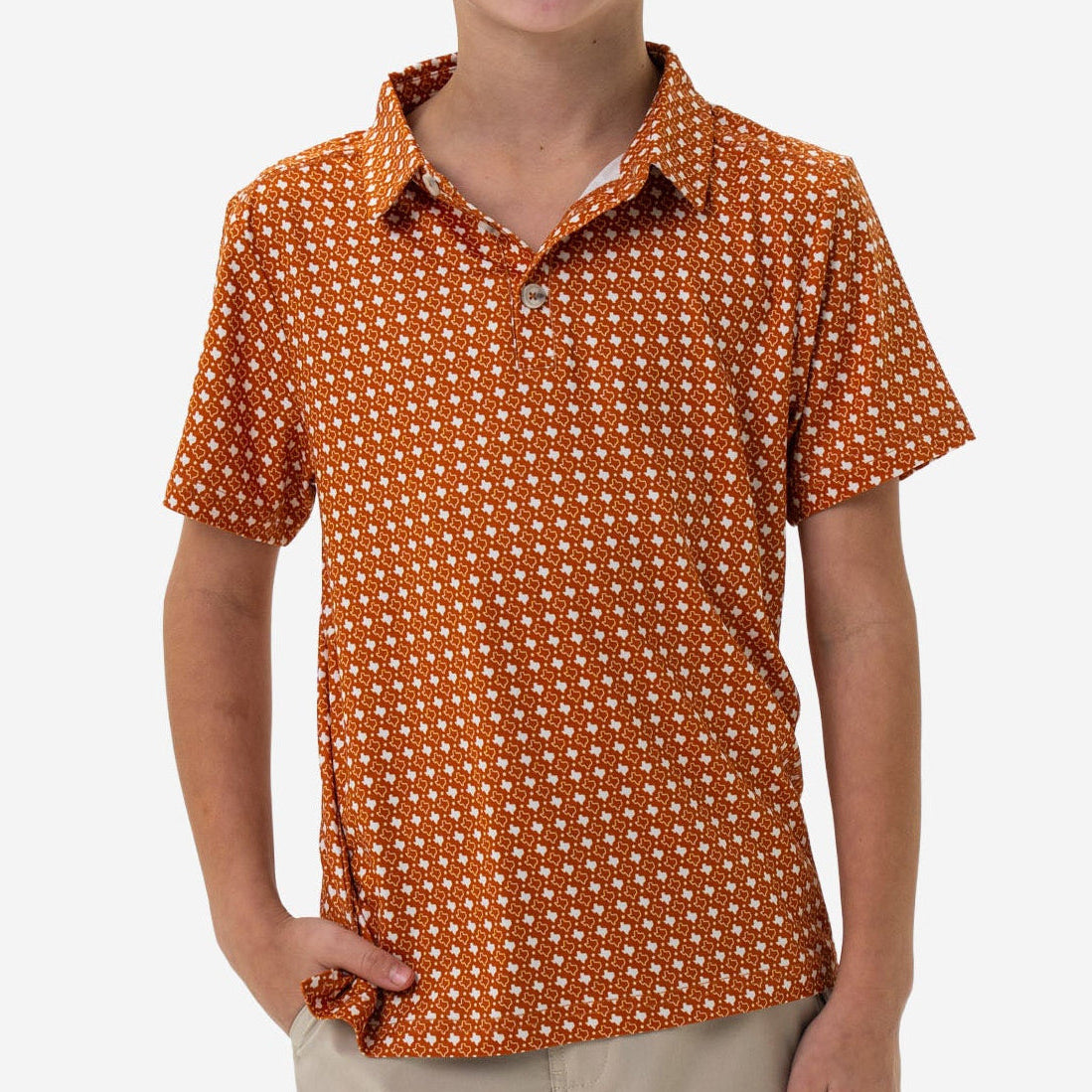 Youth Performance Polo - Texas - Orange & White